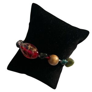 Handmade Multicolor Multi Shape Beaded Stretch Bracelet